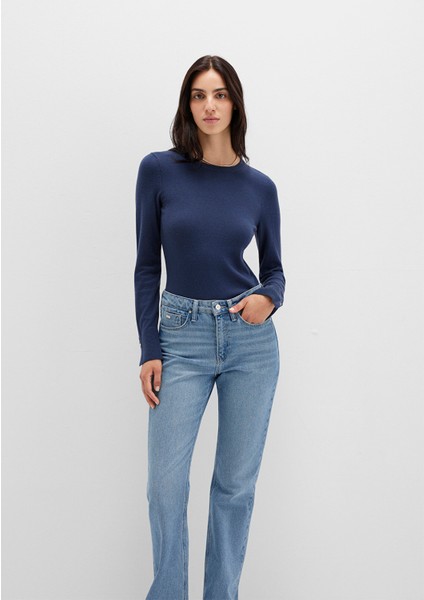 Bisiklet Yaka Lacivert Kazak 1710510-82454