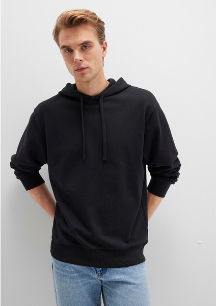 Kapüşonlu Siyah Sweatshirt 0S10417-900