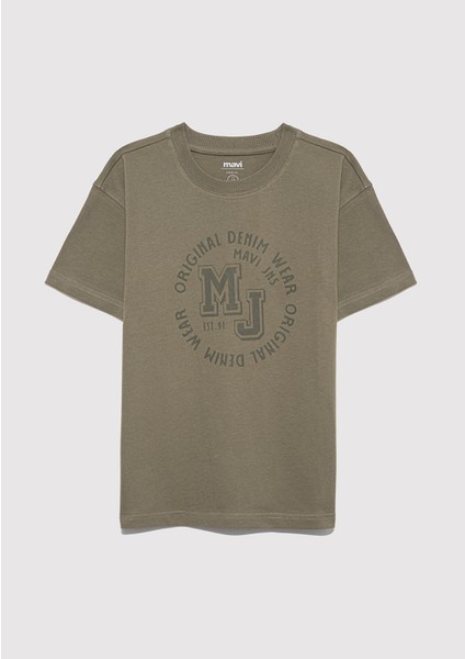 Mj Logo Baskılı Haki Tişört 6610395-86961