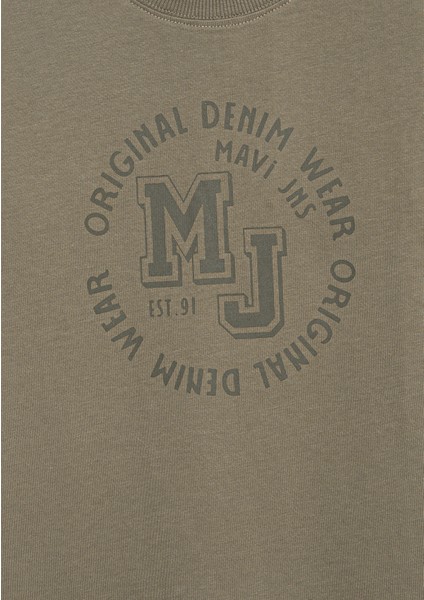 Mj Logo Baskılı Haki Tişört 6610395-86961