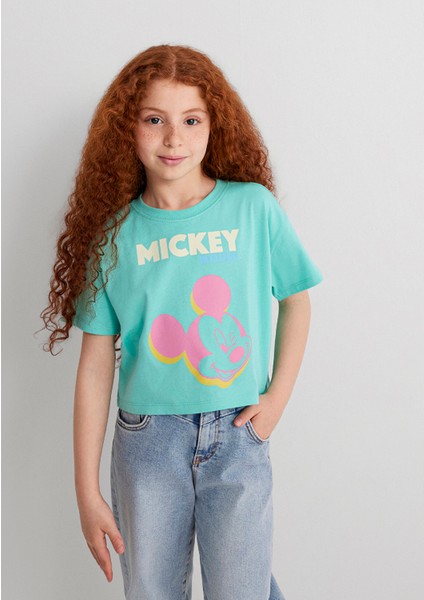 Mickey Mouse Baskılı Yeşil Tişört 7610332-71673