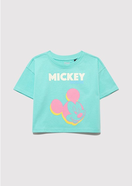 Mickey Mouse Baskılı Yeşil Tişört 7610332-71673