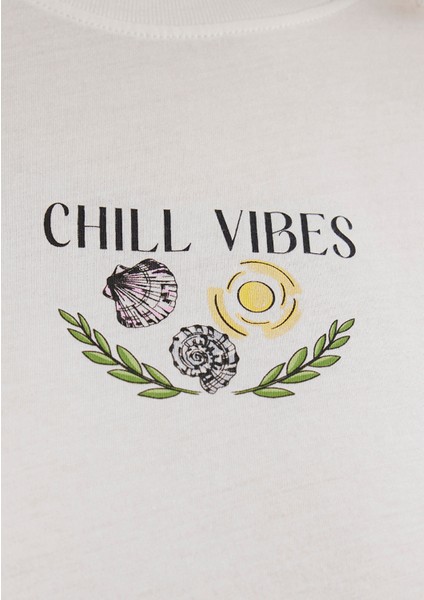 Baskılı Ekru Tişört 1613191-70057