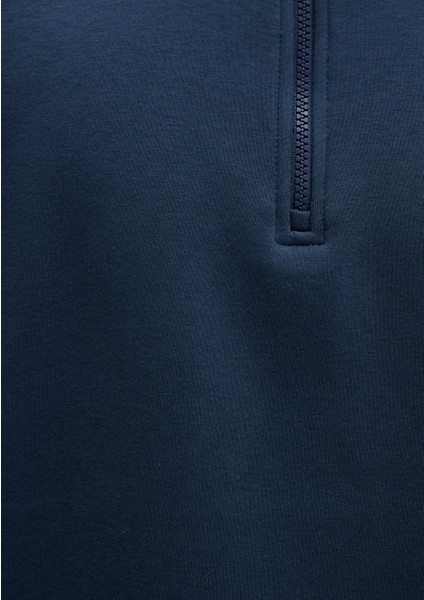Yarı Fermuarlı Lacivert Basic Sweatshirt 0S10278-70490