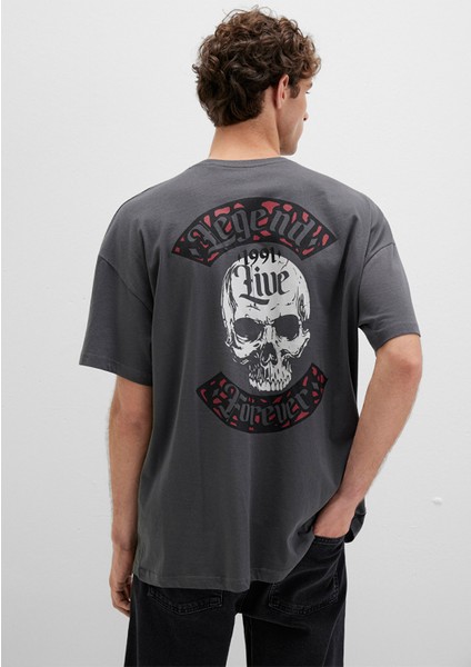 Kuru Kafa Baskılı Antrasit Tişört 0612704-70088