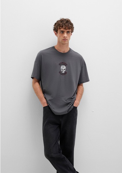 Kuru Kafa Baskılı Antrasit Tişört 0612704-70088