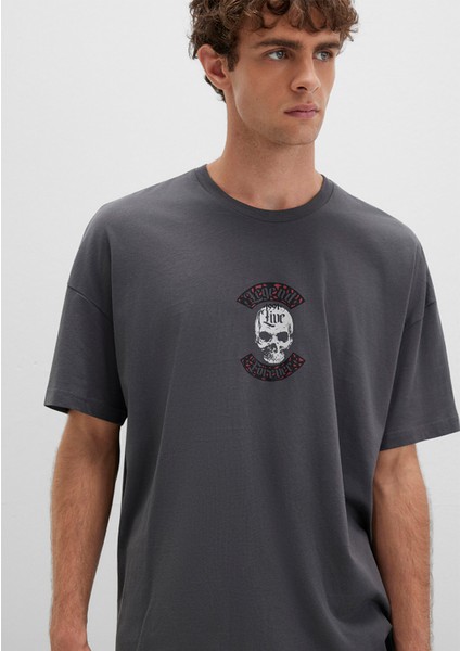 Kuru Kafa Baskılı Antrasit Tişört 0612704-70088