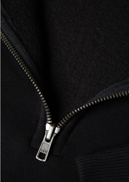 Mavi Logo Baskılı Yarı Fermuarlı Siyah Sweatshirt 0S10208-900