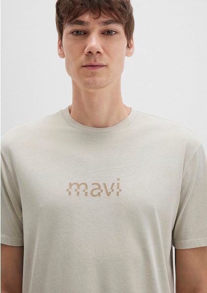 Mavi Baskılı Bej Tişört 0612933-70134