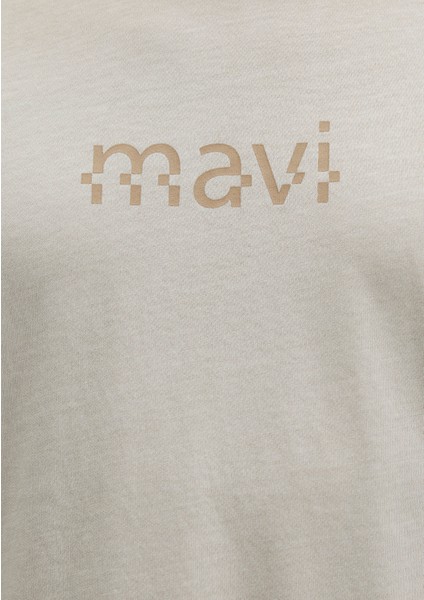 Mavi Baskılı Bej Tişört 0612933-70134