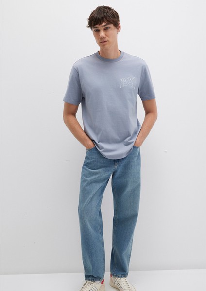 1991 Baskılı Mavi Tişört 0612908-86584