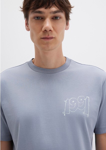 1991 Baskılı Mavi Tişört 0612908-86584