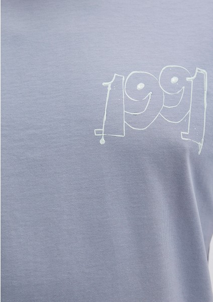 1991 Baskılı Mavi Tişört 0612908-86584