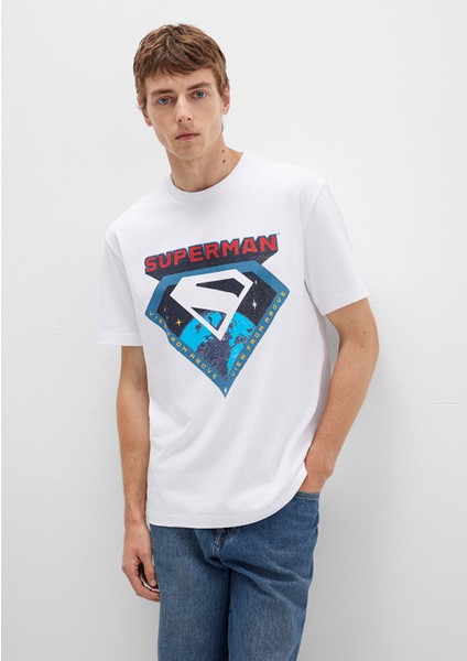 Superman Baskılı Beyaz Tişört 0612917-620