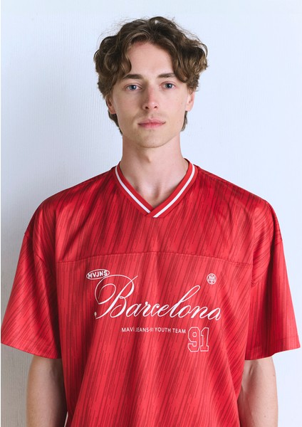 Barcelona Baskılı Kırmızı Forma Tişört 0612712-70471