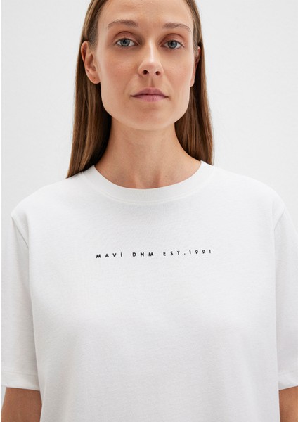 Mavi Baskılı Ekru Tişört 1613147-70057