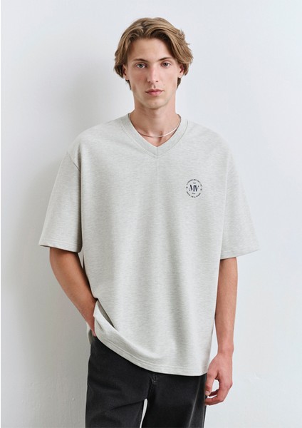 MV Baskılı Gri Tişört 0612846-82498