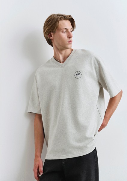 MV Baskılı Gri Tişört 0612846-82498