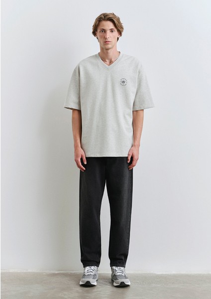 MV Baskılı Gri Tişört 0612846-82498