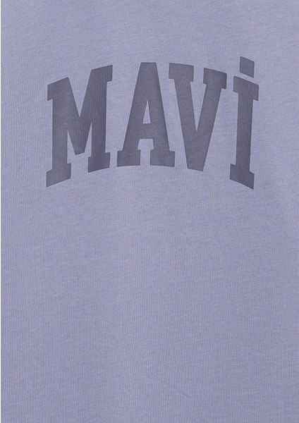 Mavi Logo Baskılı Mor Tişört 7610385-88095