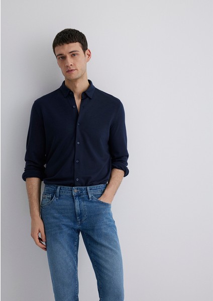 Liyosel Karışımlı Lacivert Gömlek 0211582-70488