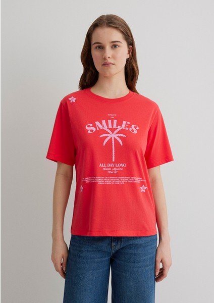Baskılı Kırmızı Tişört 1613164-71083