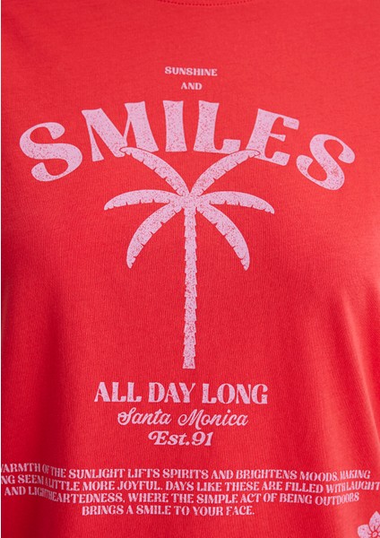 Baskılı Kırmızı Tişört 1613164-71083