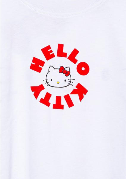 Hello Kitty Baskılı Beyaz Tişört 7610307-620