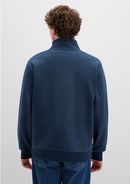 Yarı Fermuarlı Lacivert Basic Sweatshirt 0S10278-70490