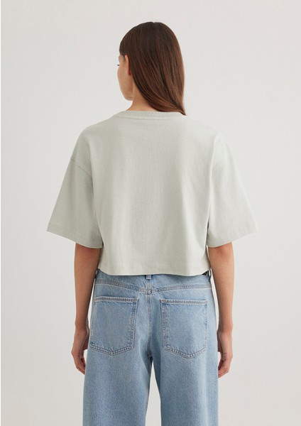 Gri Crop Basic Tişört 1612377-70082