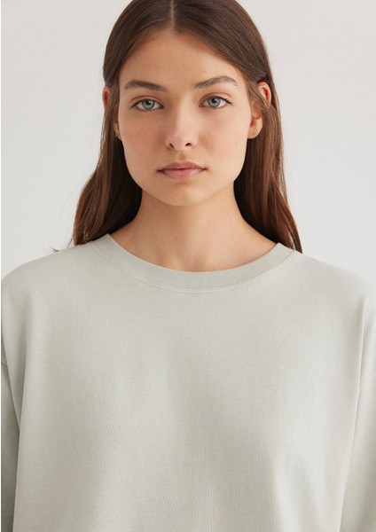 Gri Crop Basic Tişört 1612377-70082