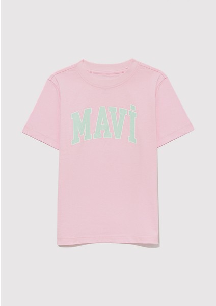 Mavi Logo Baskılı Pembe Tişört 7610109-86953