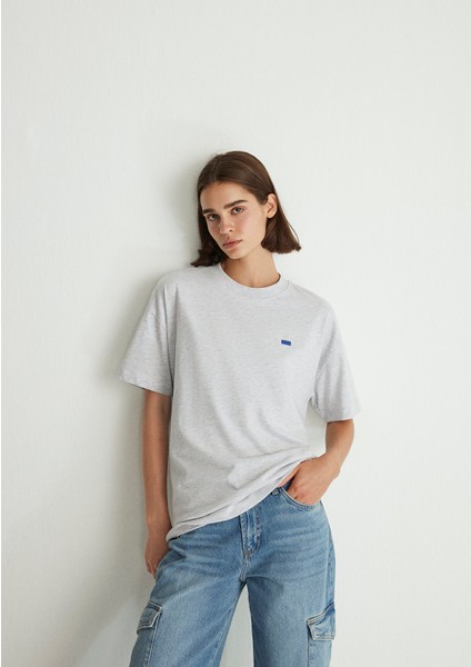 Bisiklet Yaka Basic Gri Tişört 1612188-80196