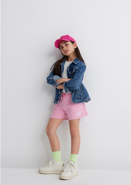 Mavi Logo Baskılı Pembe Şort 7410002-70972