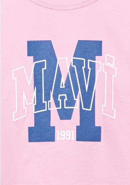 M Logo Baskılı Pembe Tişört 7610276-86953
