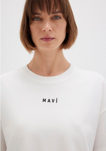 Mavi Logo Baskılı Beyaz Tişört 1612518-70057