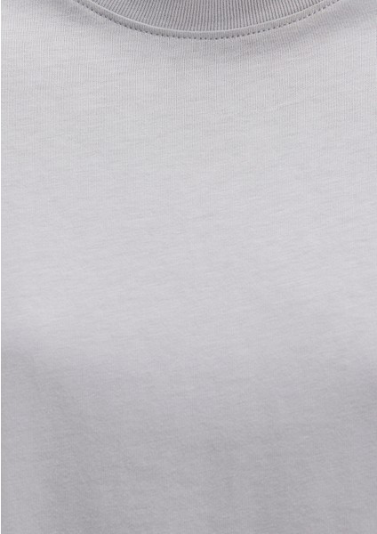 Bisiklet Yaka Gri Basic Tişört 1600955-83096