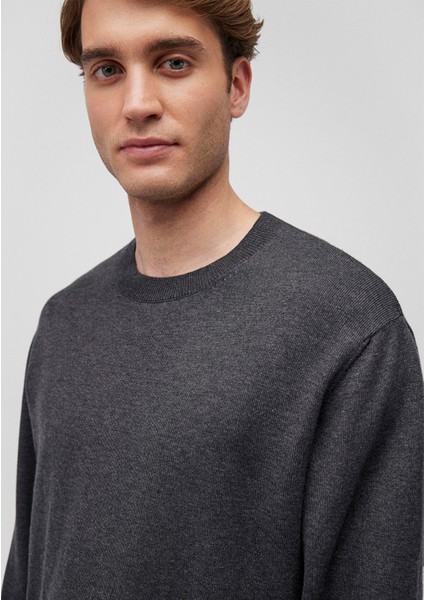 Bisiklet Yaka Gri Kazak 0710257-80024