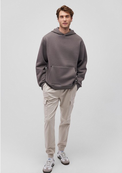 Kapüşonlu Antrasit Basic Sweatshirt 0S10275-70096