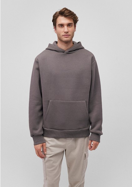 Kapüşonlu Antrasit Basic Sweatshirt 0S10275-70096
