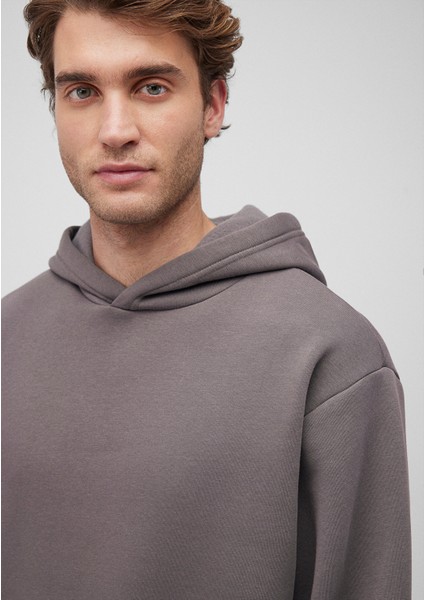 Kapüşonlu Antrasit Basic Sweatshirt 0S10275-70096