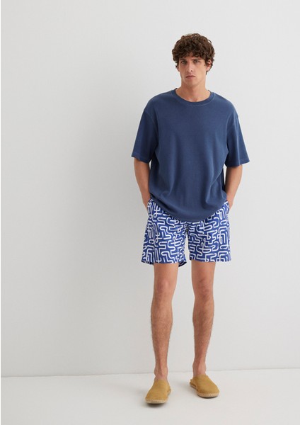 Baskılı Mavi Deniz Şortu 0911480-70758