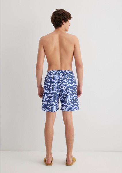 Baskılı Mavi Deniz Şortu 0911480-70758