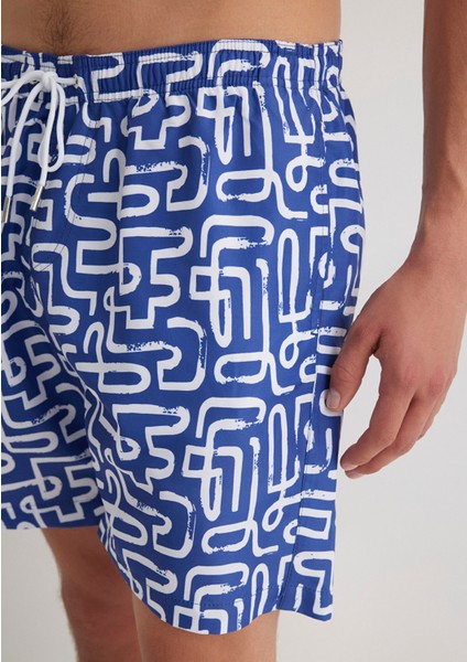 Baskılı Mavi Deniz Şortu 0911480-70758