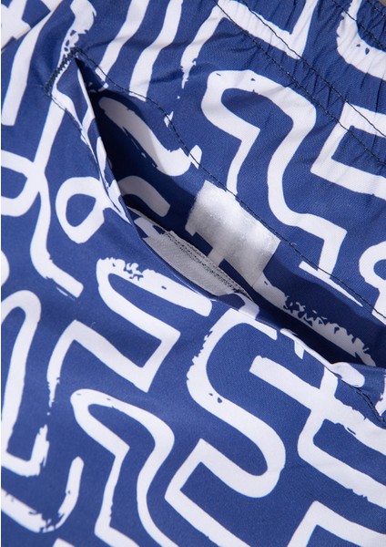 Baskılı Mavi Deniz Şortu 0911480-70758