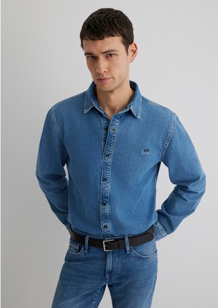Roy Lux Black Puslu Açık Mavi Jean Gömlek 0210496-87937