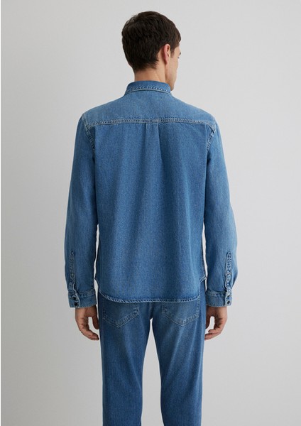 Roy Lux Black Puslu Açık Mavi Jean Gömlek 0210496-87937