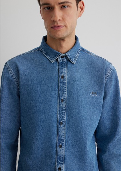 Roy Lux Black Puslu Açık Mavi Jean Gömlek 0210496-87937