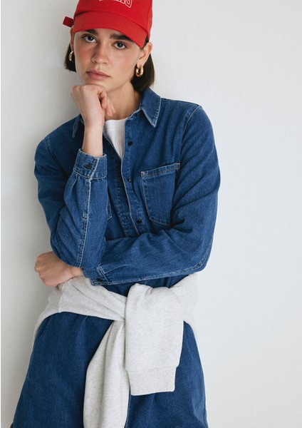 Liz Casual Koyu Mavi Jean Elbise 130656-86430