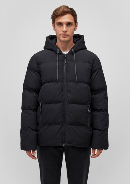 Kapüşonlu Siyah Şişme Mont 0110349-900